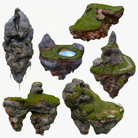 Floating islands low poly x6 package